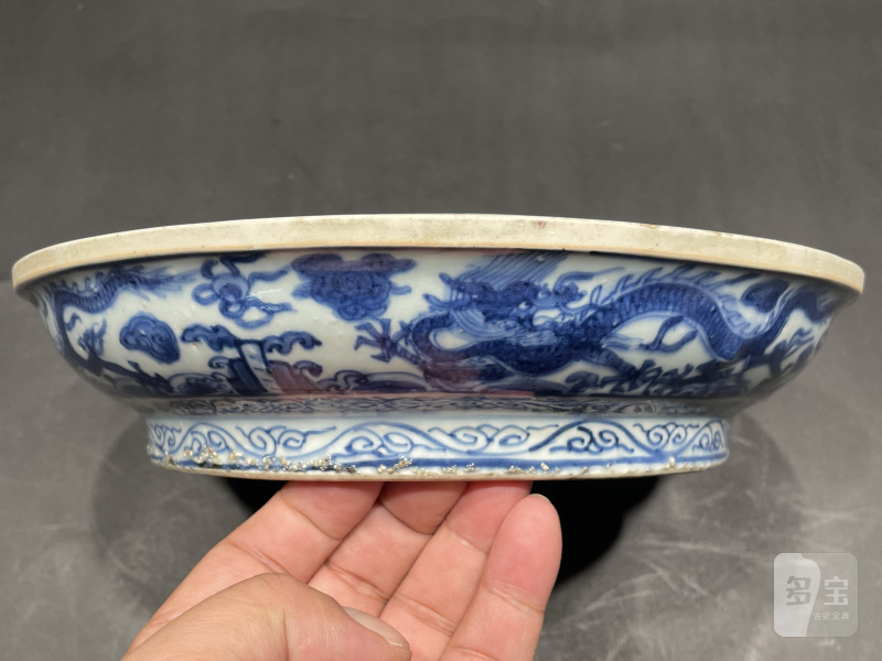明万历 青花瑞兽纹格盘 - 图9